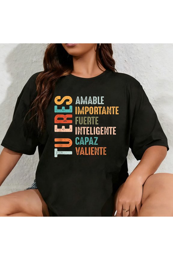 100% Cotton Tu Eres Amable Importante Spanish Hispanic Mental Health T-Shirt