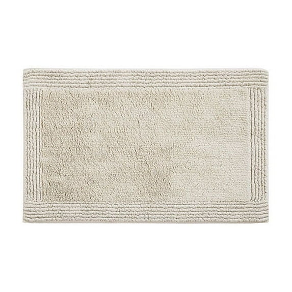 100% Cotton Tufted 3000 GSM Reversible Bath Rug 21x34 Inches Natural, Luxury Plush High Pile Bathroom Rug, Machine Washable Shower Mat for Bathroom