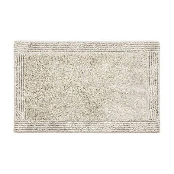 100% Cotton Tufted 3000 GSM Reversible Bath Rug 21x34 Inches Natural, Luxury Plush High Pile Bathroom Rug, Machine Washable Shower Mat for Bathroom