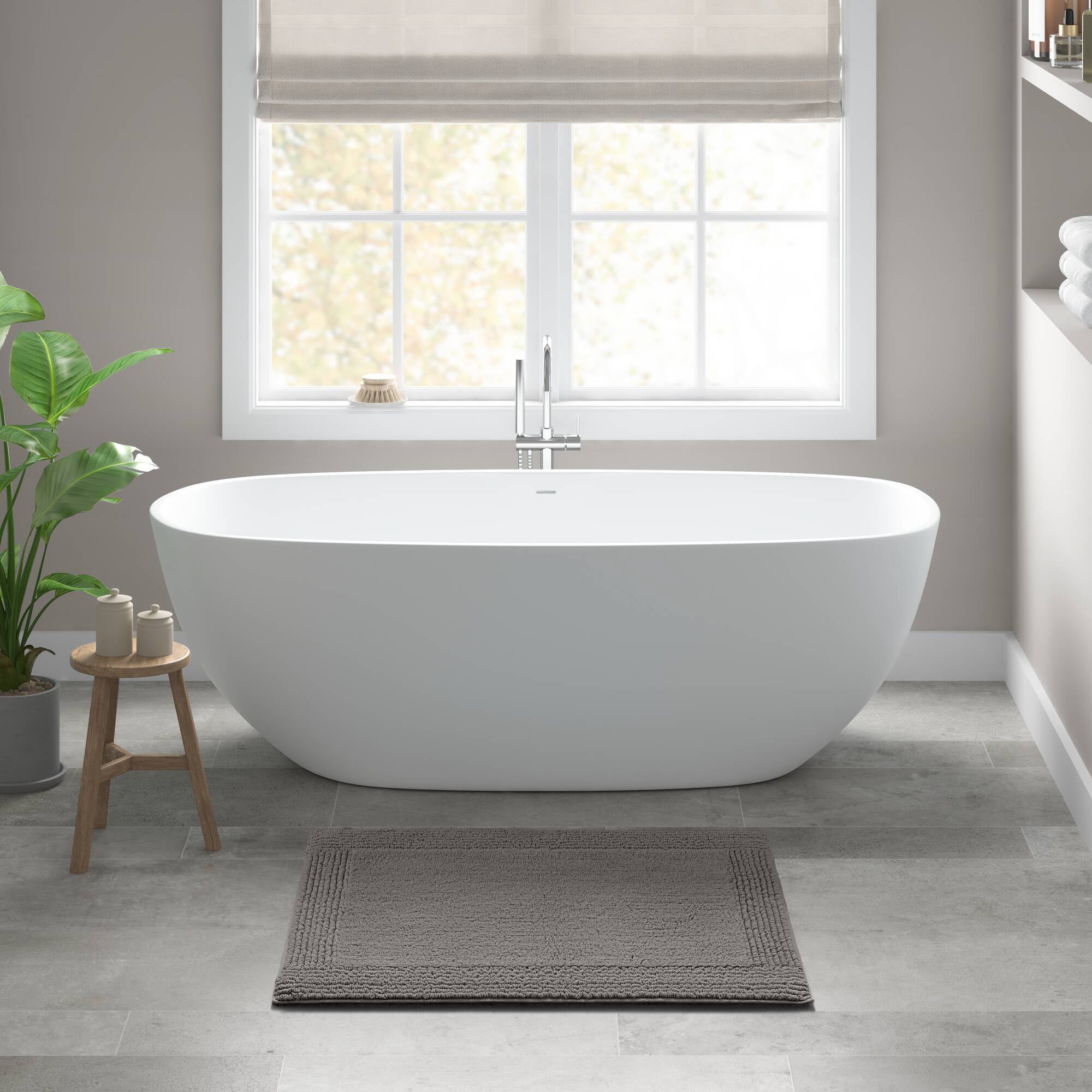 100% Cotton Tufted 3000 GSM Reversible Bath Rug 24x44" Charcoal Ultra Plush Dense Machine Washable Bathroom Rug