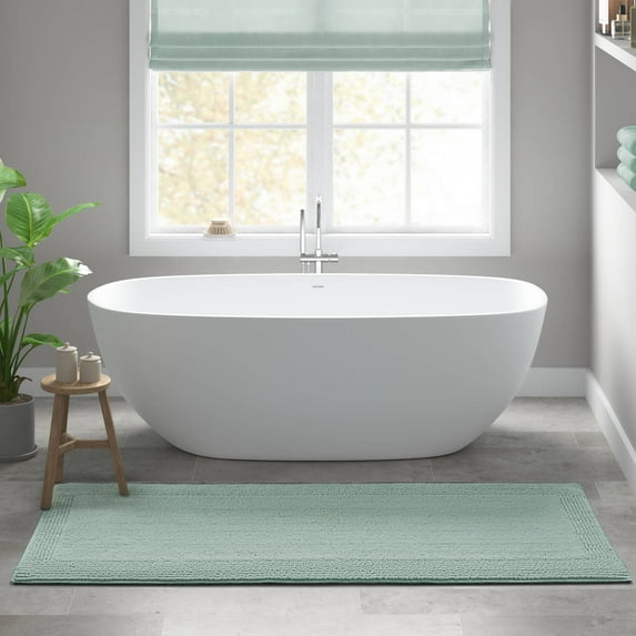 100% Cotton Tufted 3000 GSM Reversible Bath Rug 24x72" Green Ultra Plush Dense Machine Washable Long Bathroom Rug Runner