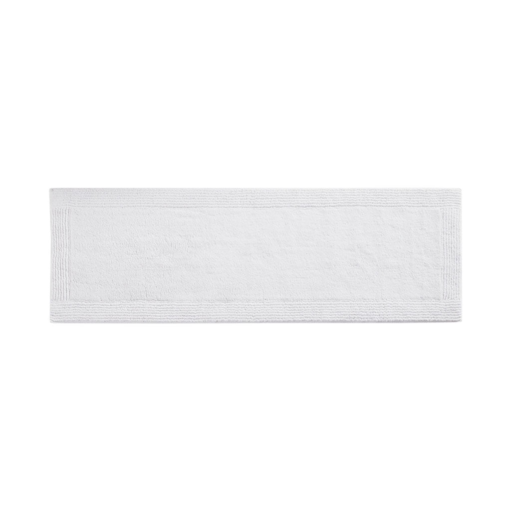 100% Cotton Tufted 3000 GSM Reversible Bath Rug 24x72 Inches White, Luxury Plush High Pile Bathroom Rug, Machine Washable Shower Mat for Bathroom
