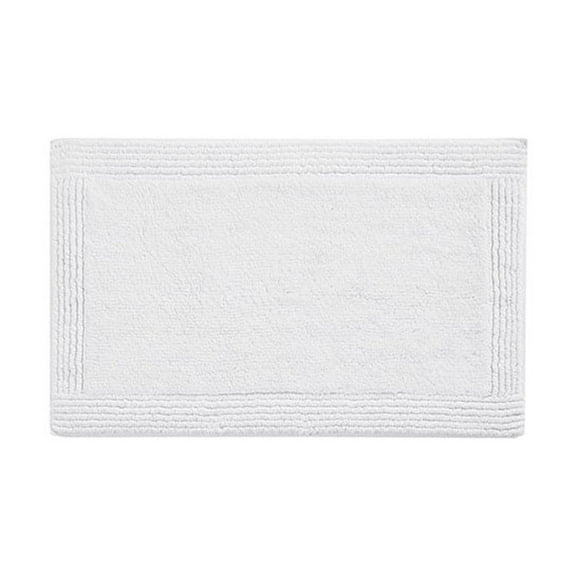 100% Cotton Tufted 3000 GSM Reversible Bath Rug White 21x34"