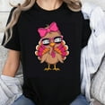 thumbnail image 1 of 100% Cotton Turkey Gobble Gobble Sunglasses Pink Bow Thanksgiving Shirt Funny Cute Turkey Design Women's T-Shirt, 1 of 5