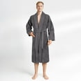 thumbnail image 1 of 100% Cotton Turkish Bathrobes, Soft Absorbent Lightweight Men Robes, 3X-Large, Gray, 1 of 9