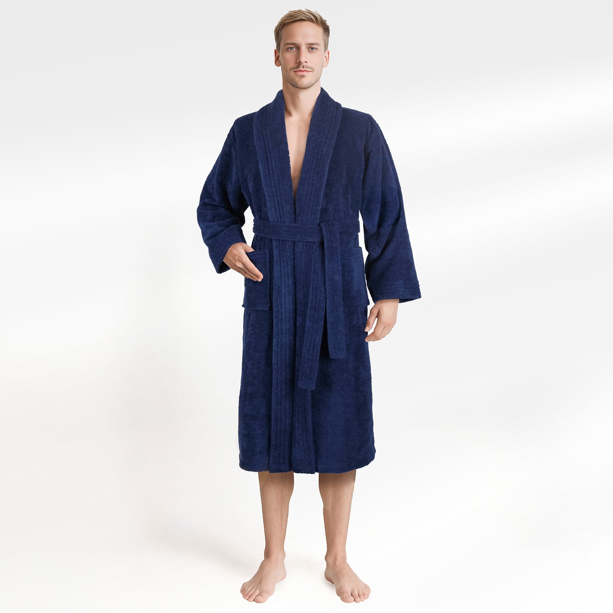 Men's Turquoise Robe 100% Cotton Turkish Bathrobes, Soft Absorbent Lightweight Men Robes ...