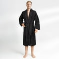 thumbnail image 1 of 100% Cotton Turkish Bathrobes, Soft Absorbent Lightweight Men Robes, Medium, Black, 1 of 9