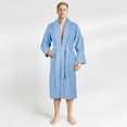 thumbnail image 1 of 100% Cotton Turkish Bathrobes, Soft Absorbent Lightweight Men Robes, X-Large, Sky Blue, 1 of 9