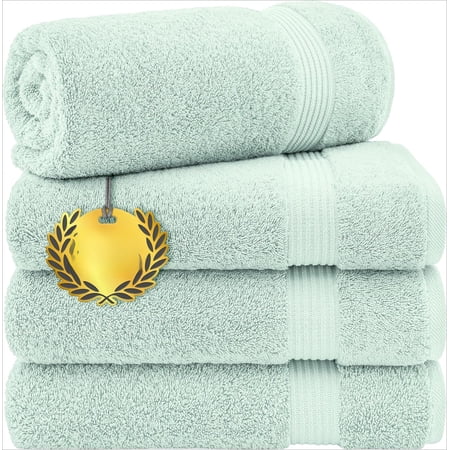 100% Cotton Turkish Towel Set, Soft Absorbent Quick Dry, 4 Piece Bath Towel Set, Mint Green