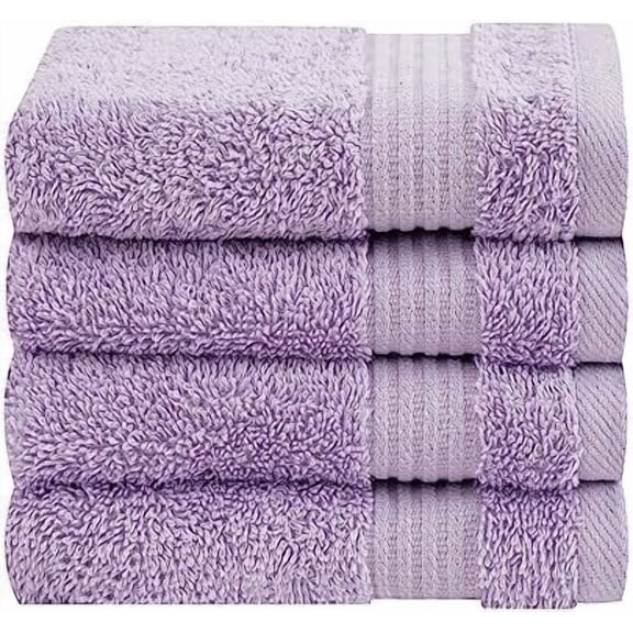 100% Cotton Turkish Washcloth Set for Bathroom, 4 Piece Soft Absorbent Small Hand Face Towels Wash Rags, Lilac