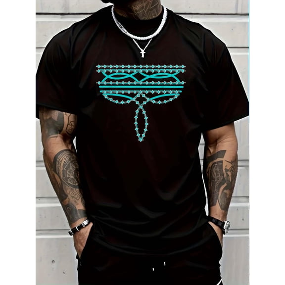 100% Cotton Turquoise Boot Stitch Western Boho Cowboy Cowgirl T-Shirt Graphic T-shirts for men and women