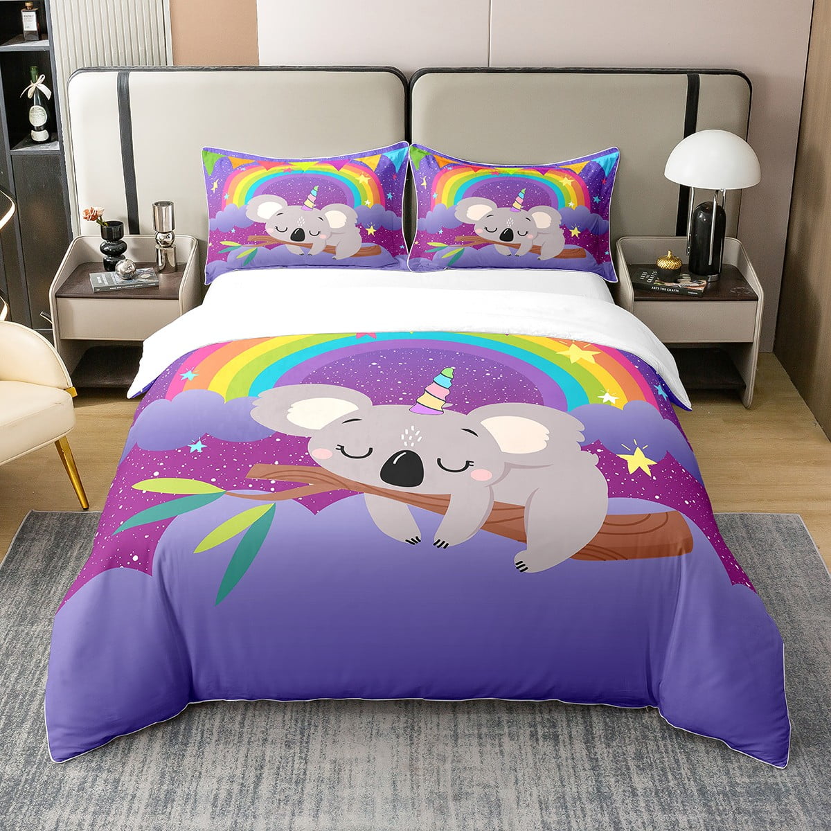 100 Cotton Twin Cute Rainbow Galaxy Glitter Stars Duvet Cover Cartoon