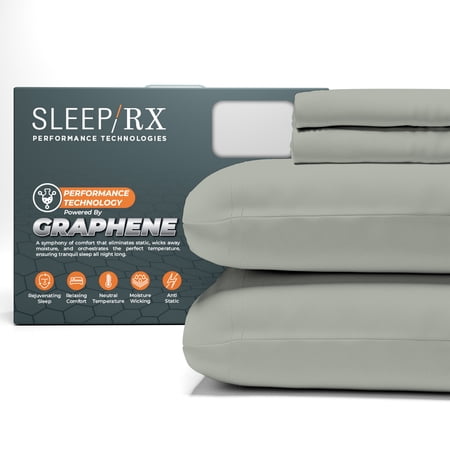100% Cotton Twin Sage Sateen Sheet Set, Graphene-Infused Temperature Regulating, Soft & Silky 3-Piece Set with Side Pockets by SLEEP RX