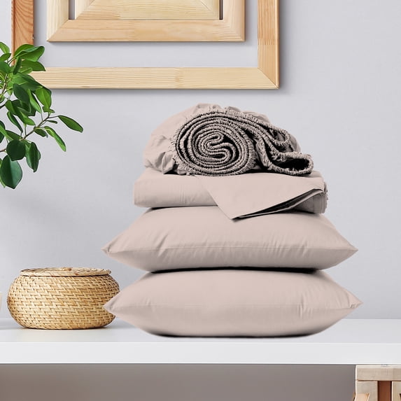Color Sense 100% Cotton Twin Sateen, Wrinkle Resistant, Quick Dry, Soft & Smooth 3-Piece Bedsheet Set Peach