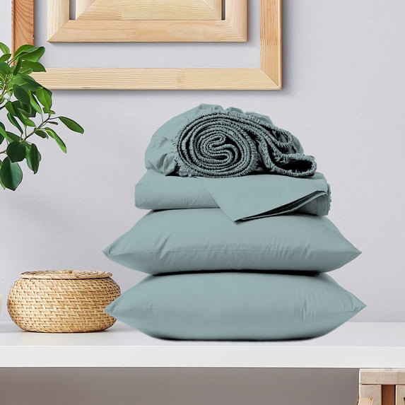 Color Sense 100% Cotton Twin Sateen, Wrinkle Resistant, Quick Dry, Soft & Smooth 3-Piece Bedsheet Set Teal