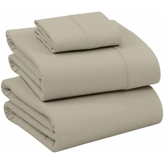 100% Cotton Twin XL Sheet Sets, 3 Pieces, Soft & Breathable Percale Weave Bedding, Deep Pocket 16", Hotel Standard, Crisp Cool Feel, Durable, Perfect Size Dyed Sheets, Taupe
