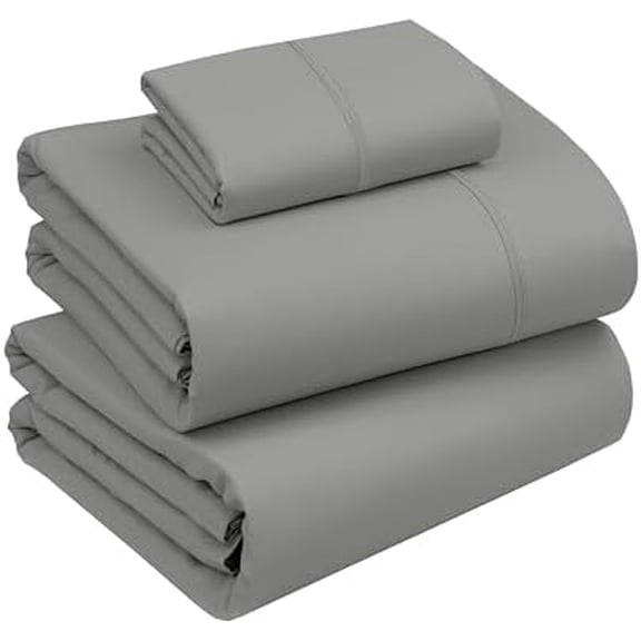 100% Cotton Twin XL Sheet Sets, 3 Pieces, Soft & Breathable Percale Weave Bedding, Deep Pocket 16", Hotel Standard, Crisp Cool Feel, Durable, Perfect Size Dyed Sheets, Dark Grey