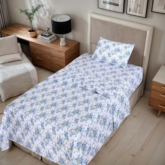 100% Cotton Twin XL Sheet Sets, 3 Pieces, Soft & Breathable Percale Weave Bedding, Deep Pocket 16", Hotel Standard, Crisp Cool Feel, Durable, Perfect Size Floral Sheets, Paislyona