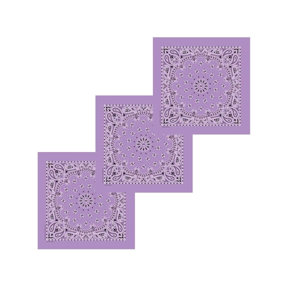 100% Cotton USA Made Multi-Purpose Bandana Head Wrap Set, USA Lavender, 3 Pieces