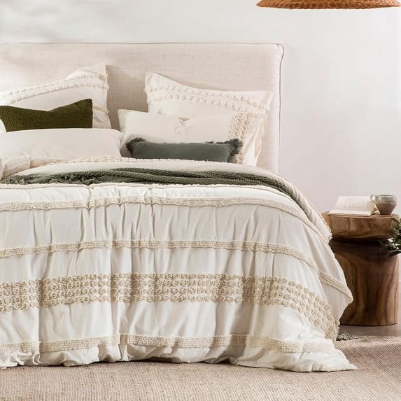 100 % Cotton Ultra Luxury Tufted Duvet Cover Set ,Tufted Bedding Set ,Elegant Tufted Duvet Cover Set with Stylish Textured Design Size California King 100" x 112"