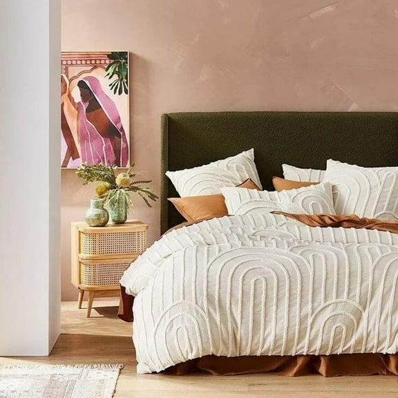 100 % Cotton Ultra Luxury Tufted Duvet Cover Set ,Tufted Comforter Set , Elegant Tufted Duvet Cover Set with Stylish Textured Design Size Twin-XXL 80" x 90