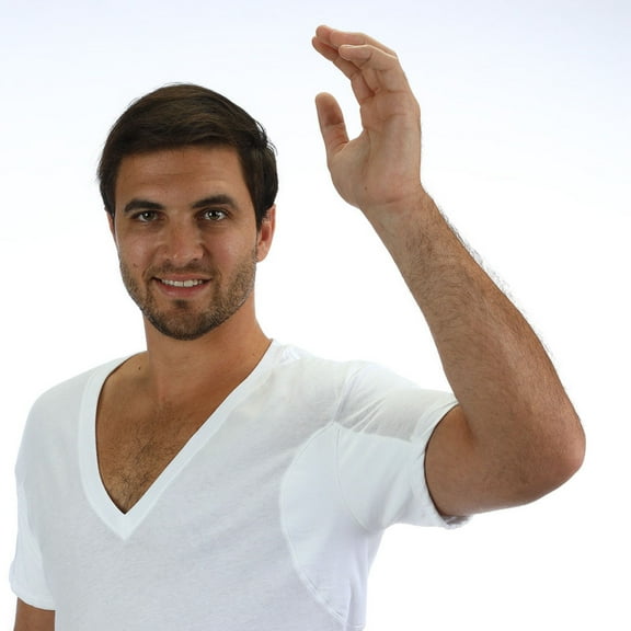 100% Cotton Undershirt Regular Fit 3" Deep V-Neck with Sweat-Proof, Absorbent, Integrated Underarm Shields