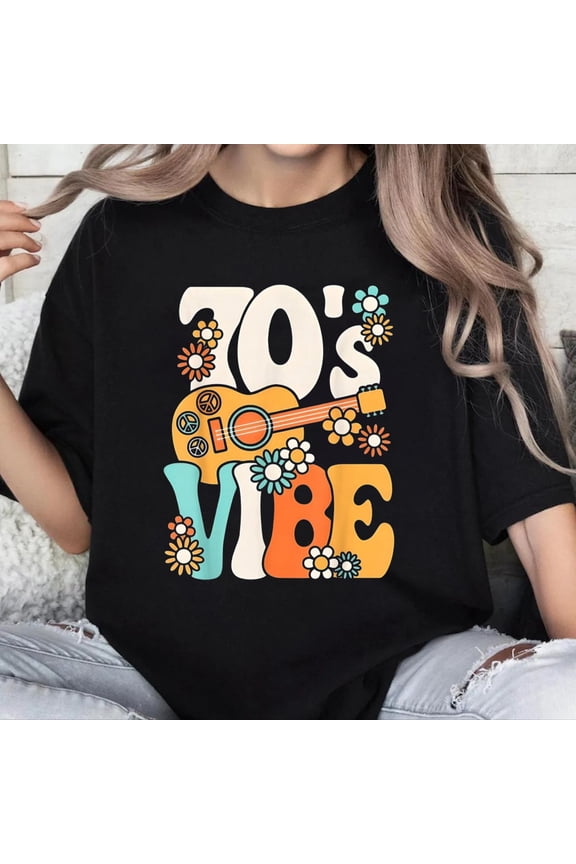 100% Cotton Unisex 70's Vibe Shirt Funny 70s Retro Party Boho Hippie Peace Sign T-Shirt