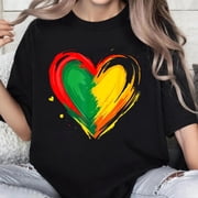 100% Cotton Unisex African Heart Black History Month African American T-Shirt