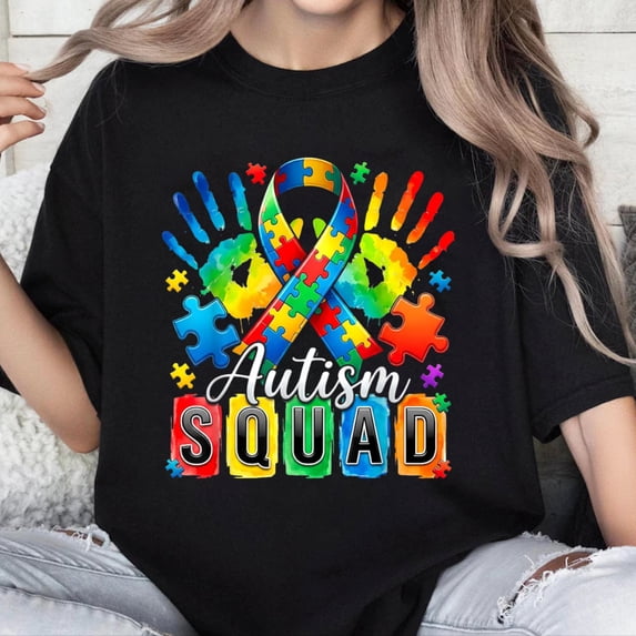 100% Cotton Unisex Autism Awareness Support Squad T-Shirt