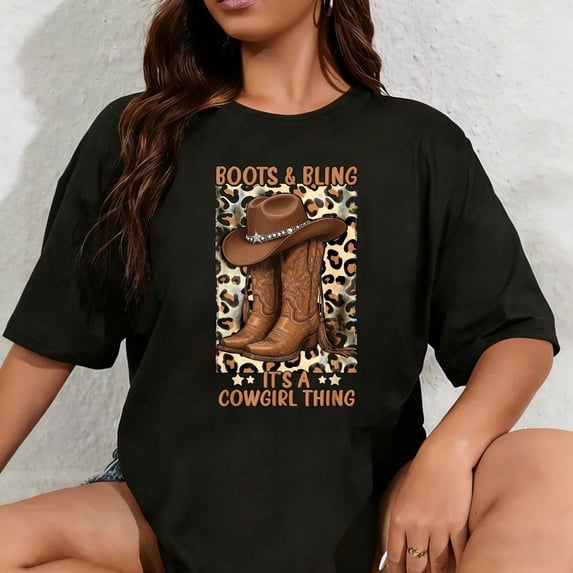 100% Cotton Unisex Boots and Bling its a Cowgirl Thing Rodeo Love Country Girls T-Shirt