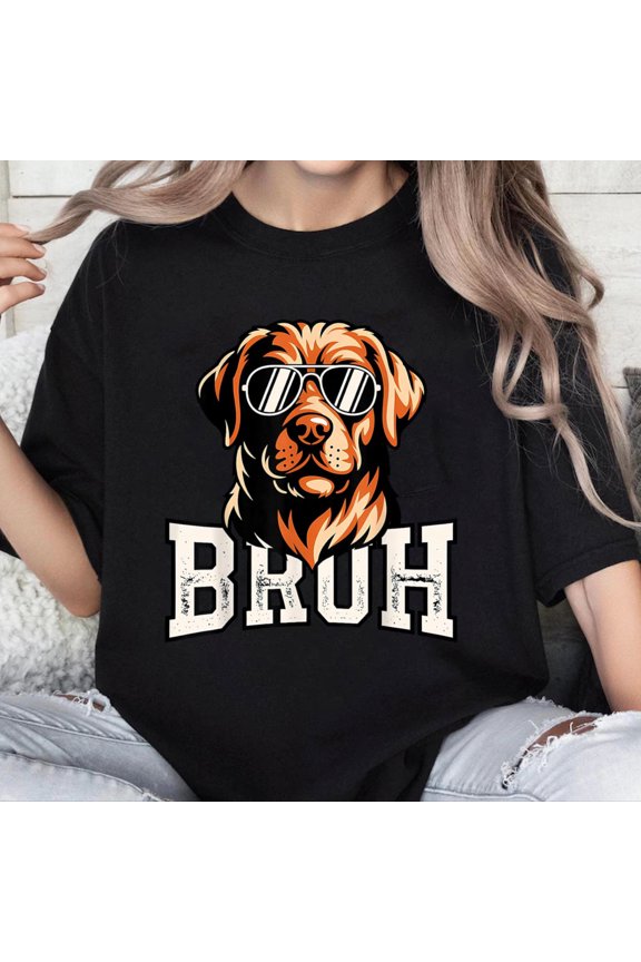 100% Cotton Unisex Bruh Dog Meme Funny Labrador Retriever T-Shirt