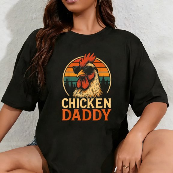 100% Cotton Unisex Chicken Daddy vintage Chicken Dad Farmer Poultry Farmer T-Shirt