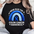 thumbnail image 1 of 100% Cotton Unisex Colon Cancer Awareness in March Blue Ribbon T-Shirt, 1 of 5