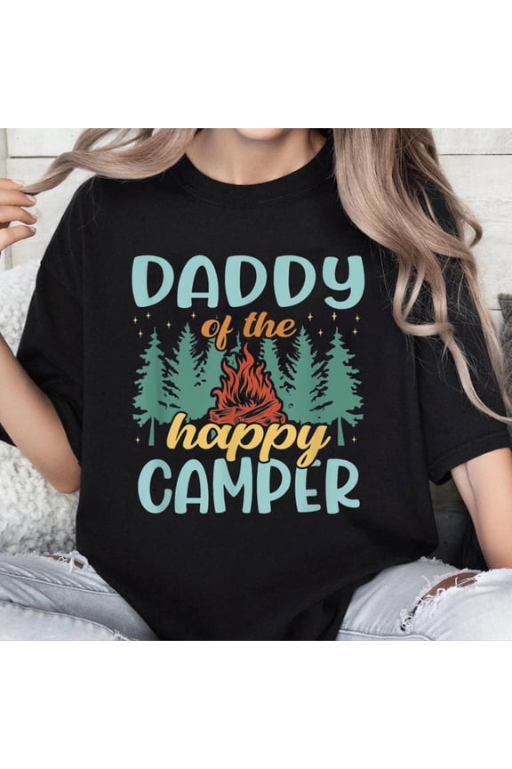 100% Cotton Unisex Daddy of The Happy Camper First Birthday Camping T-Shirt