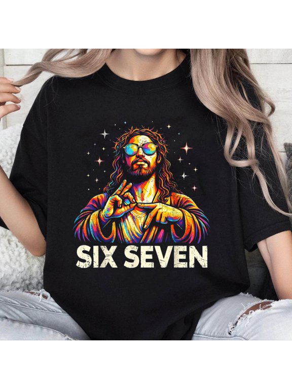 100% Cotton Unisex Funny Easter Six Seven Jesus Christian Easter Men Boys Kids T-Shirt