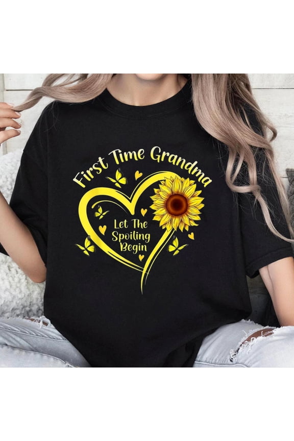 100% Cotton Unisex Funny Grandmother First Time Grandma Let The Spoiling Begin T-Shirt