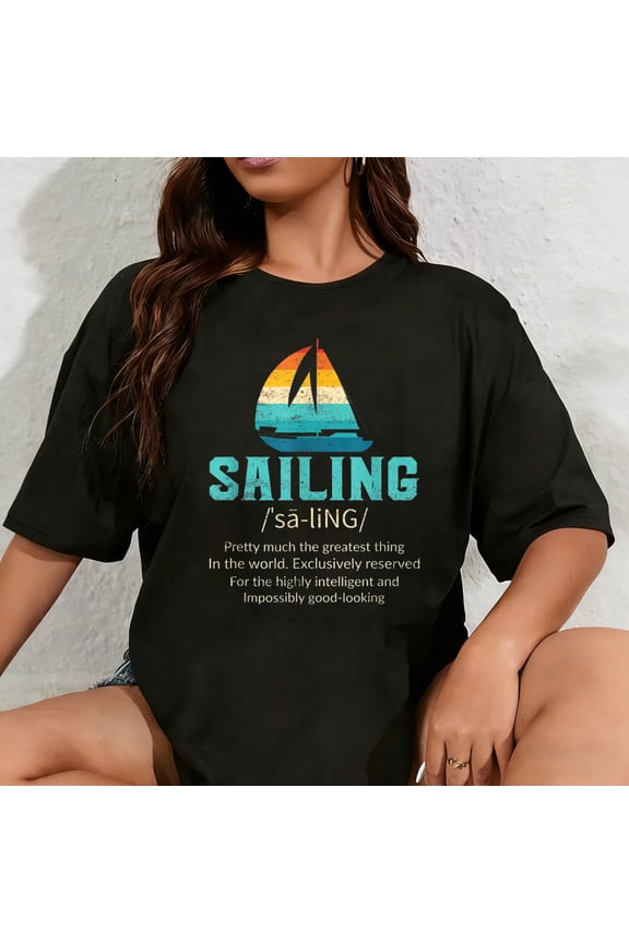 100% Cotton Unisex Funny Sailing Art for Dad Men Sailing Sailor Sail Sailboat T-Shirt
