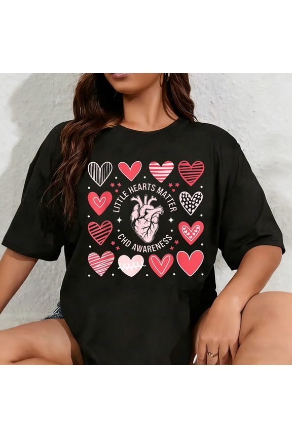 100% Cotton Unisex Heart Anatomy Valentine Little Heart Matter CHD Awareness T-Shirt