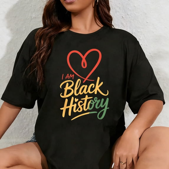 100% Cotton Unisex I Am Black History Heart Month Pride Men Women T-Shirt