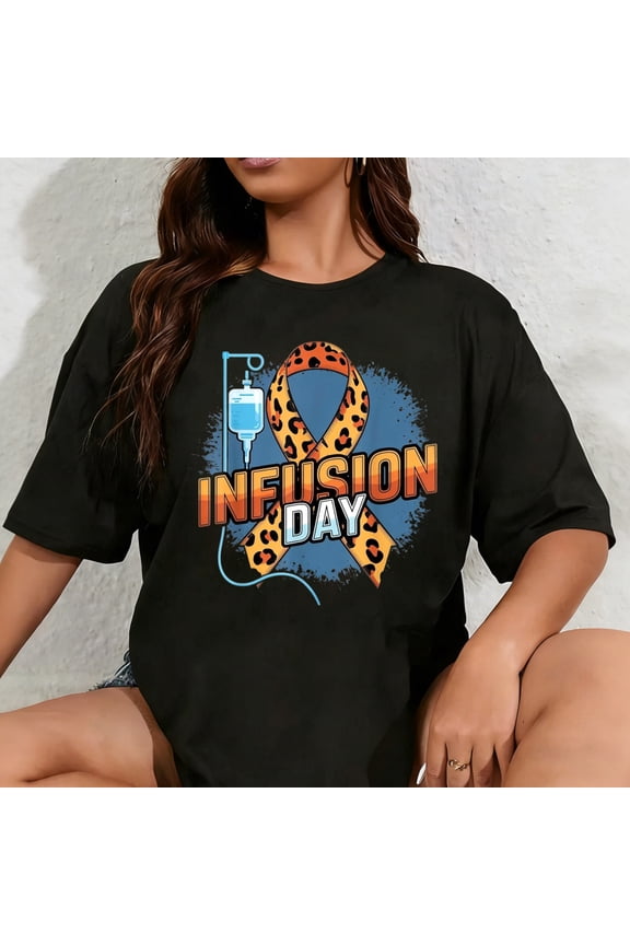 100% Cotton Unisex Infusion Day Multiple Sclerosis Awareness Orange Ribbon T-Shirt