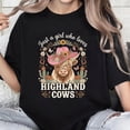 thumbnail image 1 of 100% Cotton Unisex Just A Girl Who Loves Highland Cows Moo Western Boho Rancher T-Shirt, 1 of 5
