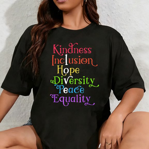 100% Cotton Unisex Kindness Love Inclusion Equality Diversity Human Rights T-Shirt