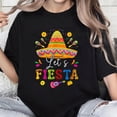 thumbnail image 1 of 100% Cotton Unisex Let's Fiesta Cinco De Mayo Mexican Party Guitar Mens Womens T-Shirt, 1 of 5