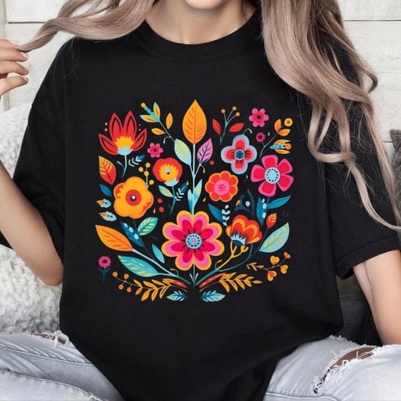 100% Cotton Unisex Mexican Shirts for Women Mexico Floral Shirt Cinco De Mayo T-Shirt Mexian Party Tops Summer Boho Short Sleeve Tee