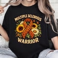 thumbnail image 1 of 100% Cotton Unisex Ms Awareness Sunflower Leopard Ribbon Multiple Sclerosis T-Shirt, 1 of 5