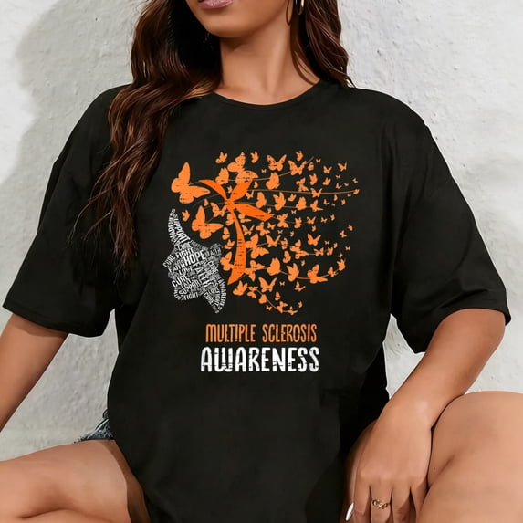 100% Cotton Unisex Multiple Sclerosis Awareness MS Awareness Butterfly Womens T-Shirt