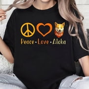 100% Cotton Unisex Peace Love Aloka The Peace Dog for Men Women Kids T-Shirt