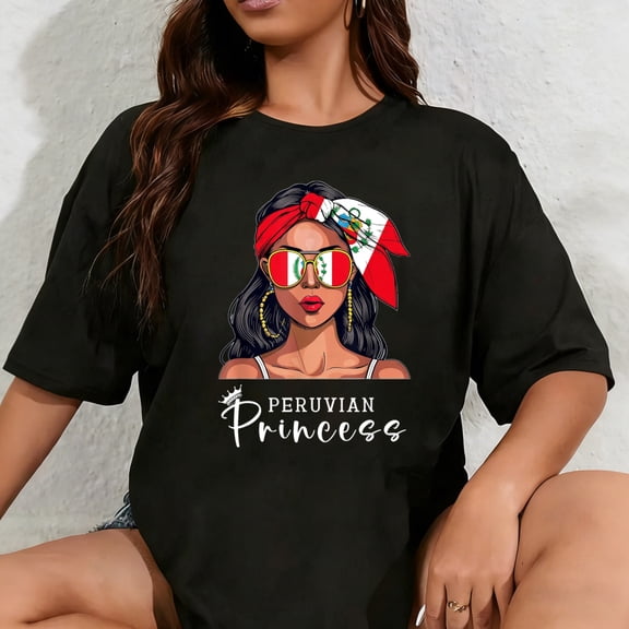 100% Cotton Unisex Peruvian Souvenirs Products Woman Flag Princess Peru T-Shirt