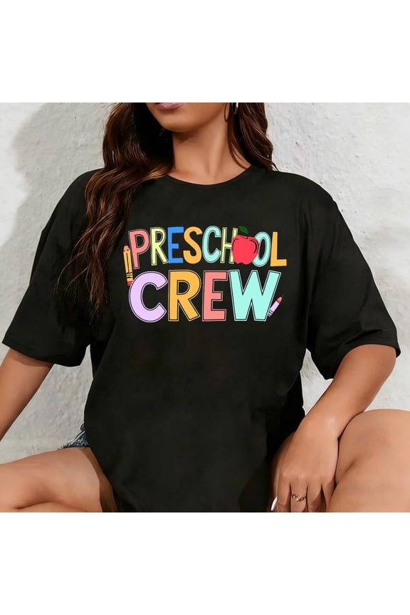 100% Cotton Unisex Preschool Teacher Shirts for Women Preschool Crew Tshirt Teacher Life Rainbow Tee Top