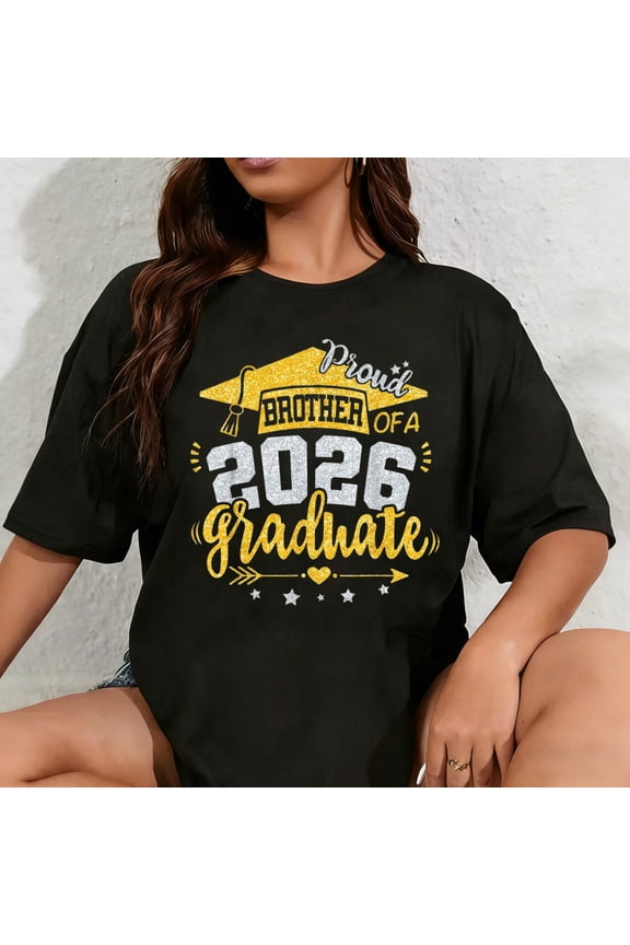 100% Cotton Unisex Proud Brother of A 2026 Graduate Grad Senior Graduation T-Shirt